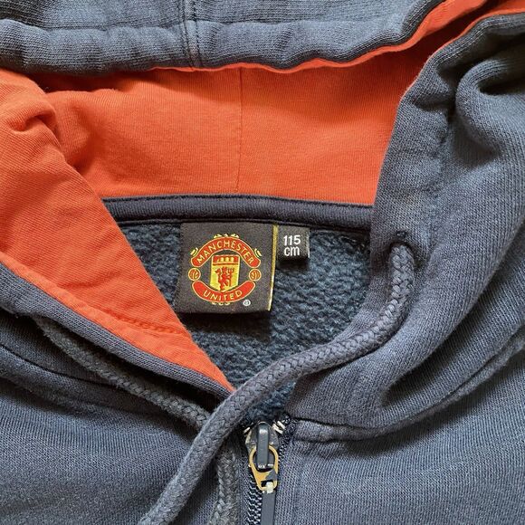 MANCHESTER UNITED Football GGMU L Navy Blue Hoodie Soccer Outerwear Full Zip* - Picture 3 of 16